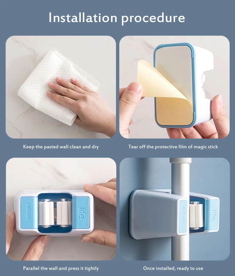 

Household Storage Rack Wall Mounted Mop Organizer Holder Brush Broom Hanger Storage Rack Kitchen Tool Wall Housekeeper