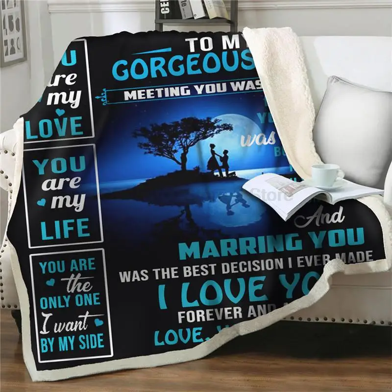 

Buchstaben Zu Meine frau Express Liebe decke 3D Schöne landschaft Print Sherpa Decke auf dem Bett sofa Heim Textilien Traumhafte