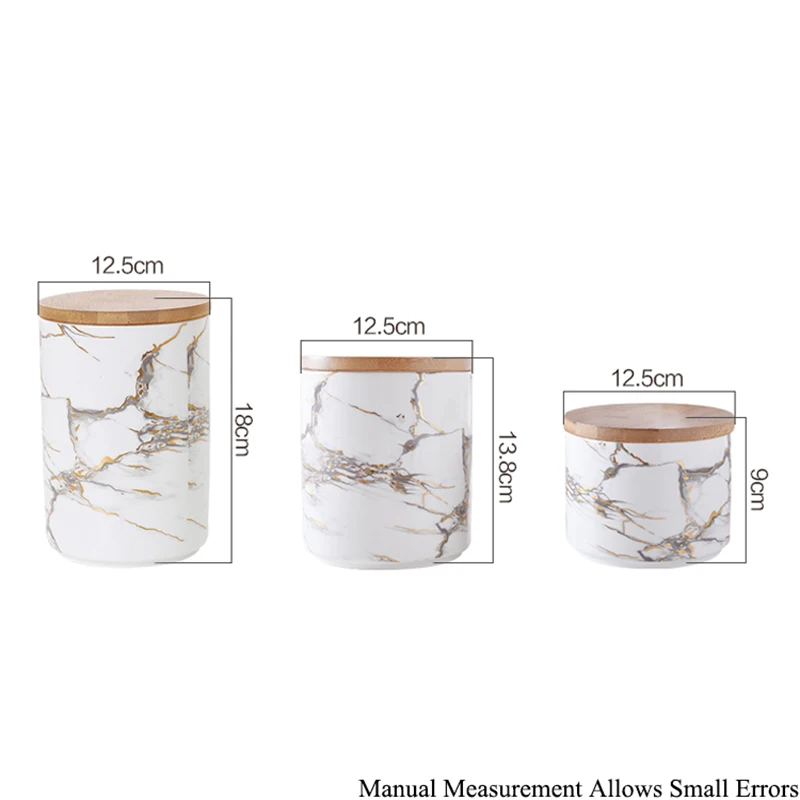 Нордическая мраморная текстура керамическая деревянная крышка банка для