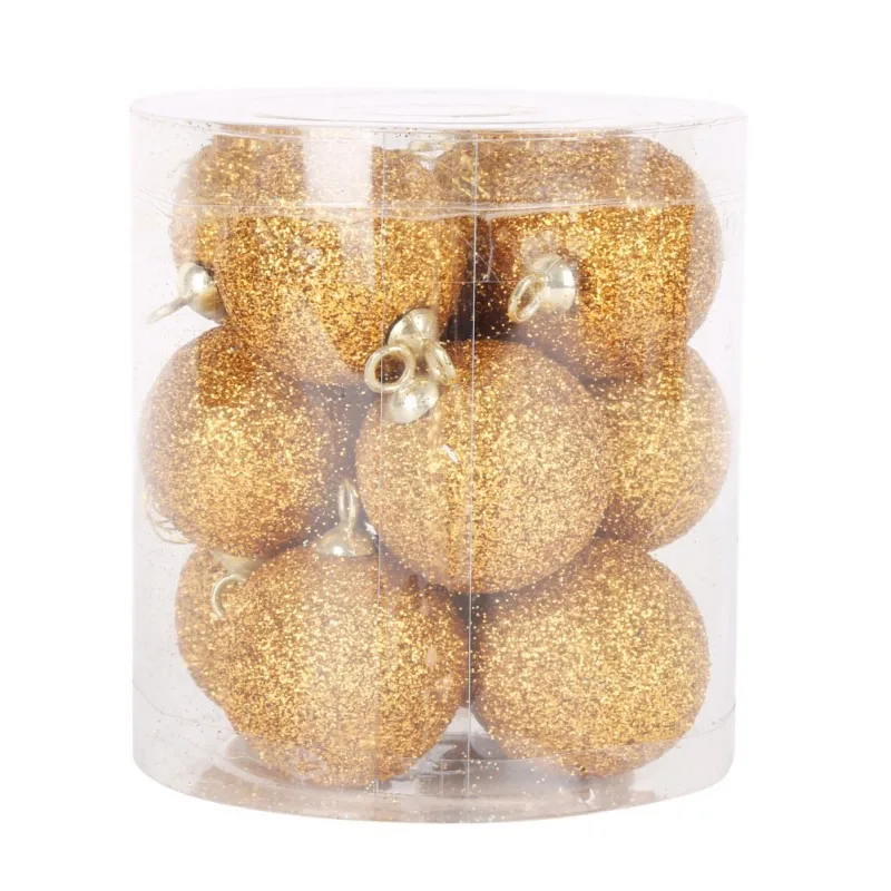 

12pcs Christmas Baubles Glitter Chic Round Christmas Balls Ornament New Year Christmas Tree DecorationsNEW