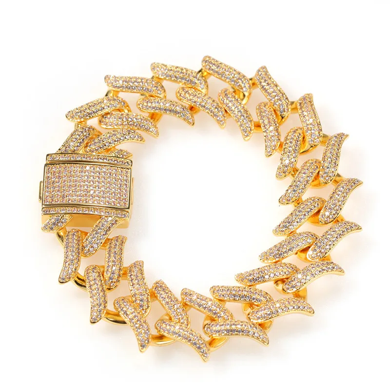 Браслеты из кубинской цепи Майами мужские Ширина 20 мм полный кубический циркон