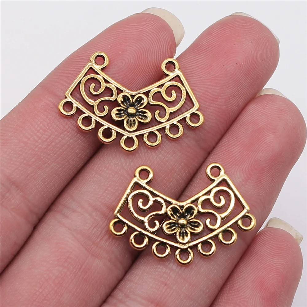 

10pcs 26x18mm Flower Porous Earring Connector Jewelry Making Antique Silver Plated Flower Earring Connector Charm