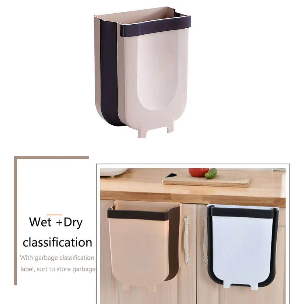 

9L Kitchen Folding Trash Can Car Recycle Bin Trash Bin Kitchen Dustbin Garbage Rubbish Bin Garbage Can Waste Bin For Kitchen