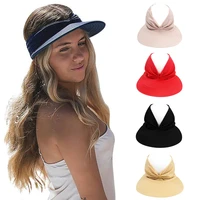 summer womens candy color empty top sun hat soft breathable elastic sun hat anti ultraviolet beach hat riding cap sports cap