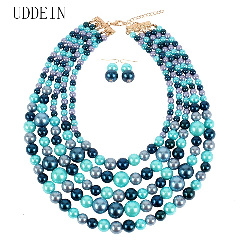 UDDEIN хорошее качество цвет имитация жемчуга нагрудник бусы Африканское ожерелье