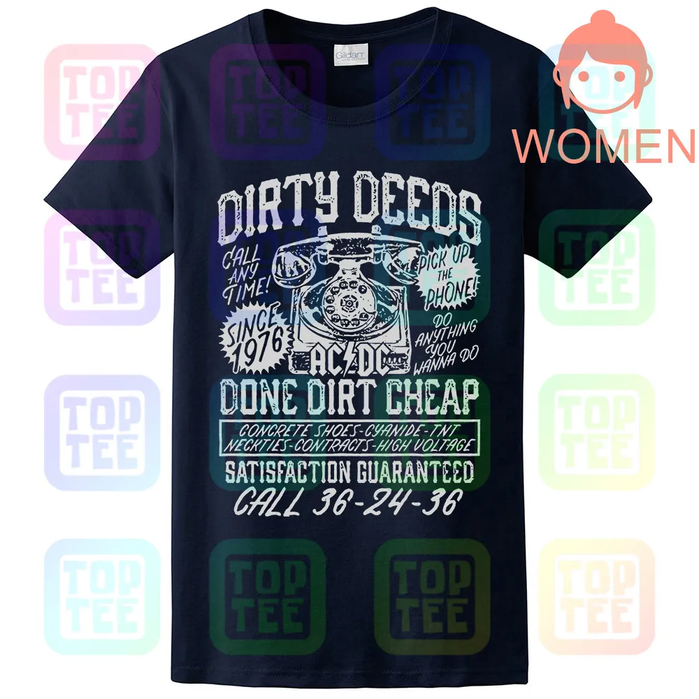 AC/DC Dirty deades Dirt дешево взрослая футболка тяжелый металл музыка - Цвет: WOMEN-NAVY