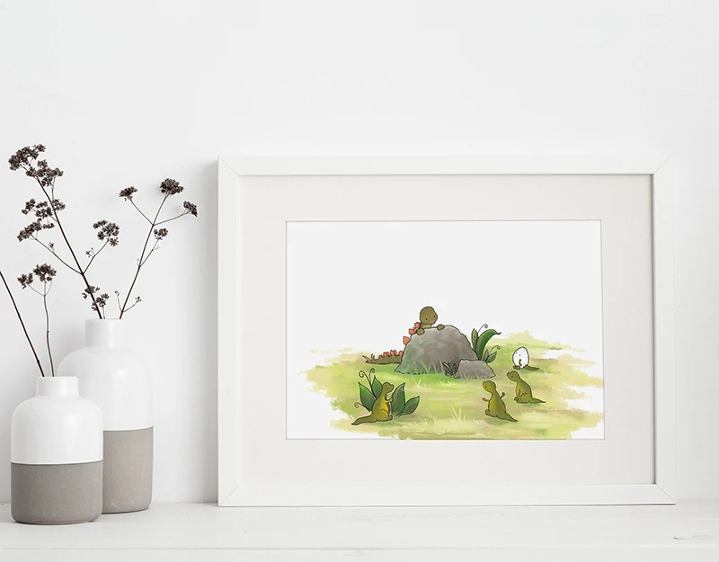 Динозавр Художественная печать игра в прятки Стегозавр и детские рэпторы | Дом