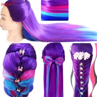 hot sale colorful synthetic hair mannequin head for hairstyling braiding practice thick smooth hair hairdressing training head