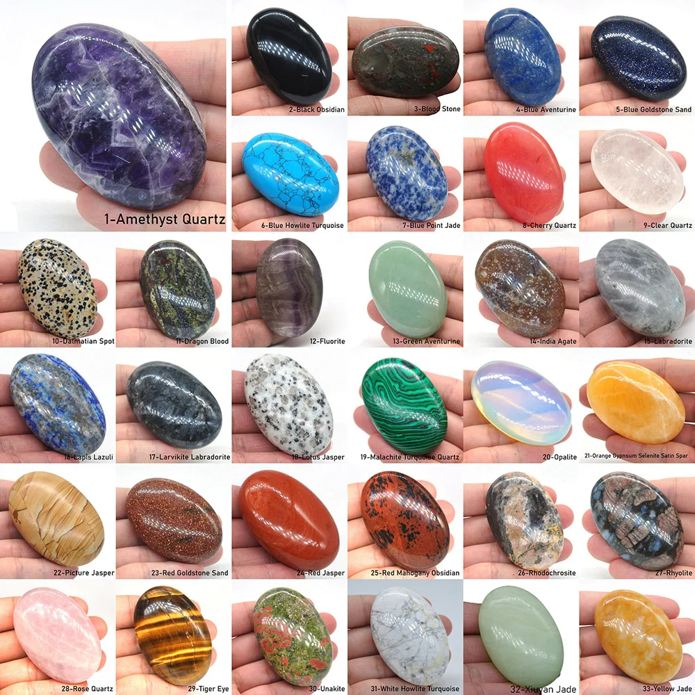 

2.3" Pholished Worry Palm Stones Healing Crystals Massage Gemstone Reiki Supplies Energy Chakra Tumbled Quartz