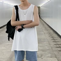 men clothing sleeveless loose shoulder rough edge hole t shirt fashionable personality scratched vest sports summer college