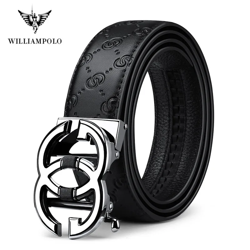 

WILLIAMPOLO Luxury Brand Belt Men Genuine Leather Automatic Buckle Cowhide Belt Men's Fashion Business Casual Belt Width 3.5cm
