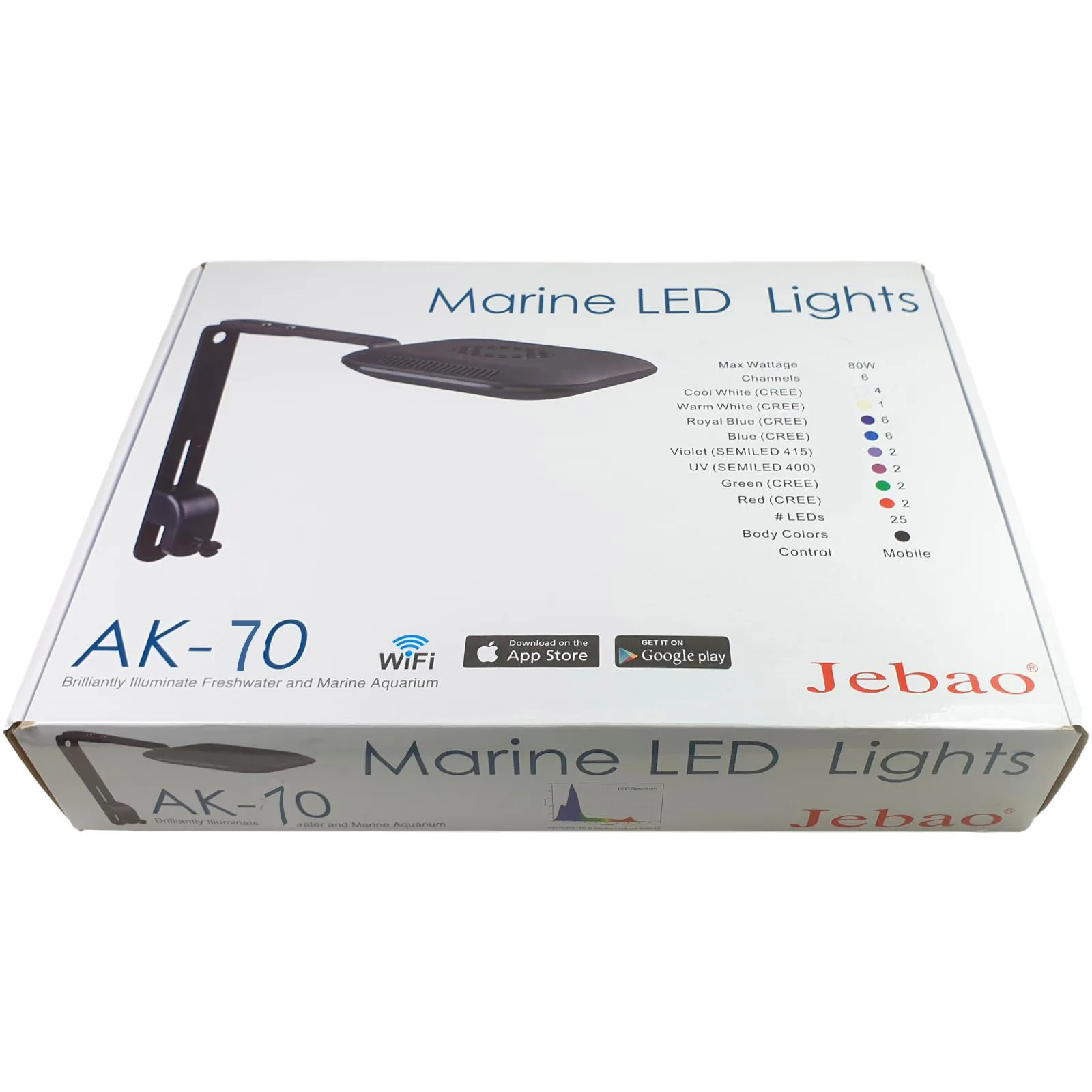 Jebao-L&aacute;mpara de Arrecife Marino con WIFI, iluminaci&oacute;n LED para acuario, serie AL AK-5