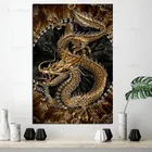 Современная Картина на холсте в китайском стиле с золотым Драконом, художественный плакат на стену, украшение для дома, картины и принты для гостиной без рамки