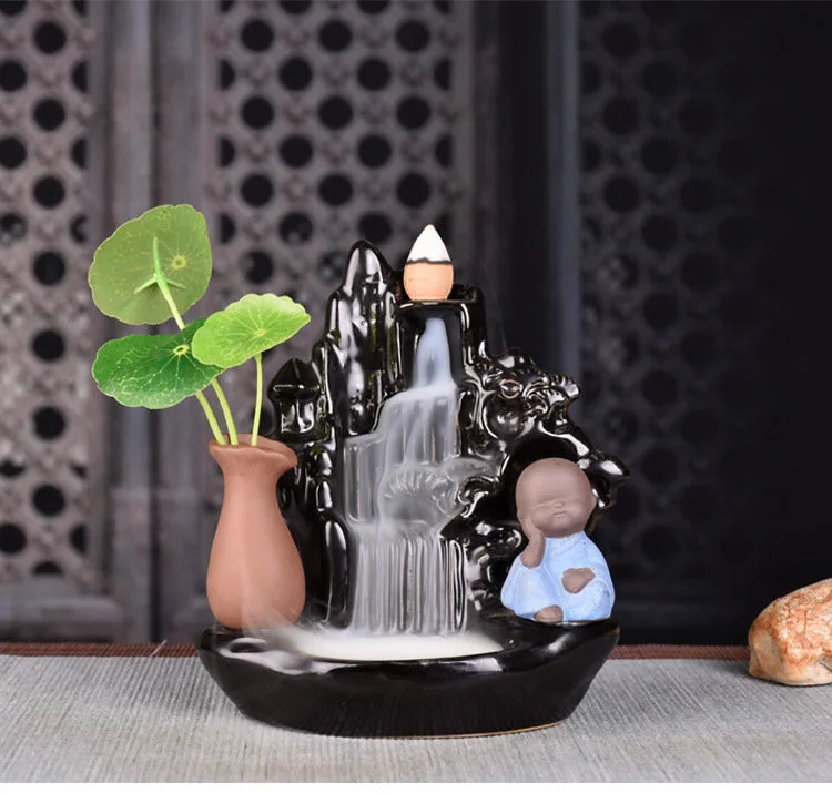 

Mountain Backflow Incense Burner Holder Ceramic Pot Candle Essential Oil Incense Sticks Quemador De Incienso Home Decor BI50IB