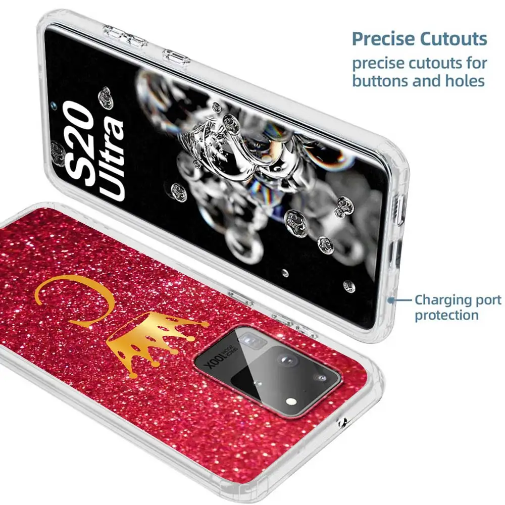 

Red Crown Letters Cute Case For Samsung Galaxy S20 FE S21 S10 S9 S8 Plus Note 20 9 8 10 Lite Translucent Matte Coque Sac