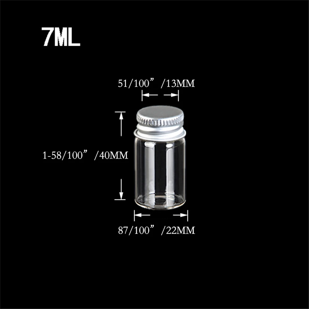 100 шт. алюминиевые стеклянные бутылки с закручивающейся крышкой 22 х40 мм 7 мл |