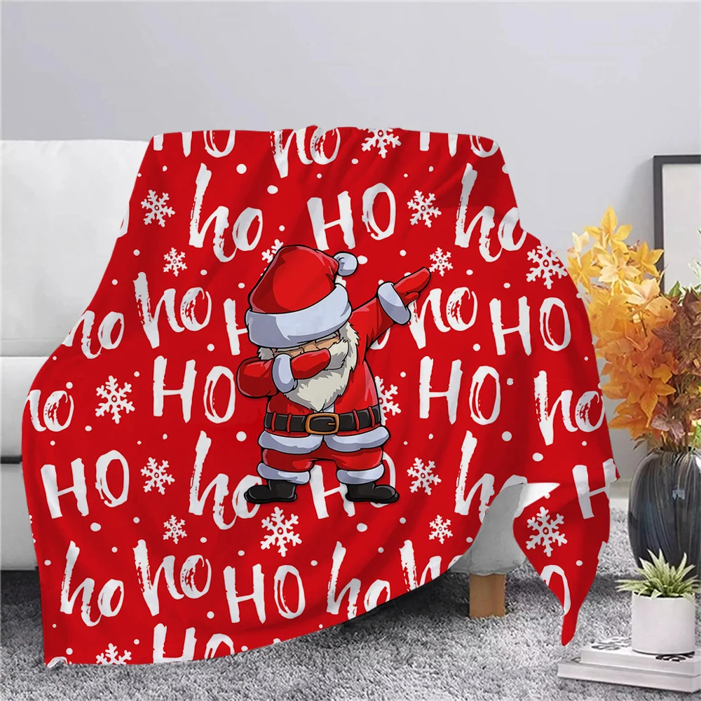

CLOOCL Merry Christmas Santa Hoho Red Flannel Blanket 3D Print Sherpa Blanket Office Nap Blanket for Aldult Kids Gift Blanket