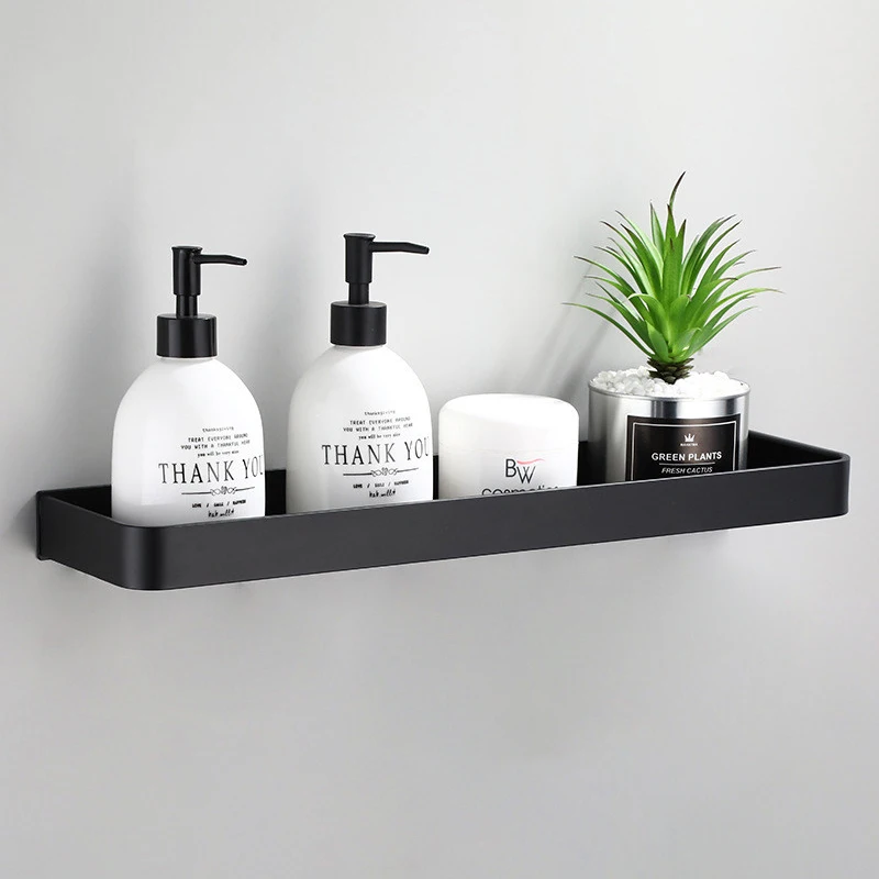 

Bathroom Shelves Bath Shower Wall Aluminum Black Bathroom Shelf Mounted Kitchen Storage holder 30-60cm