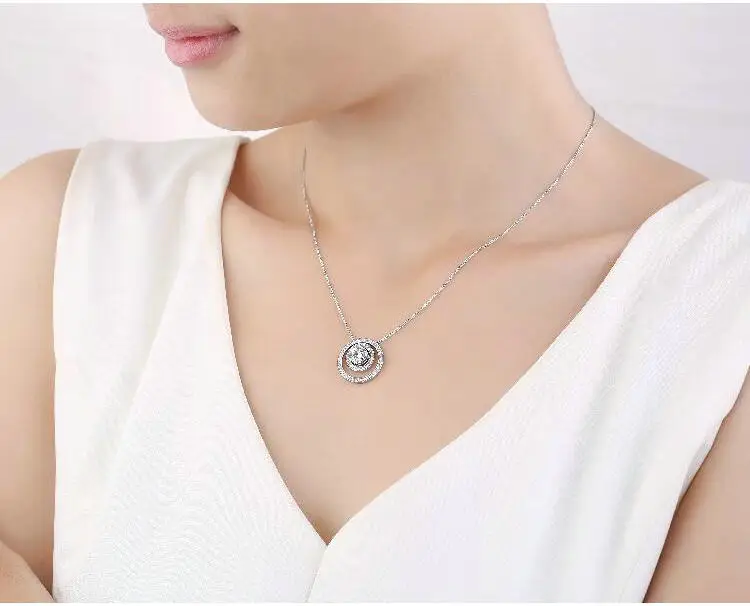 18K White Gold 1 Carat Moissanite Diamond Women Pendant Necklaces 2 Round Wedding Party Engagement Anniversary VVS | Украшения и