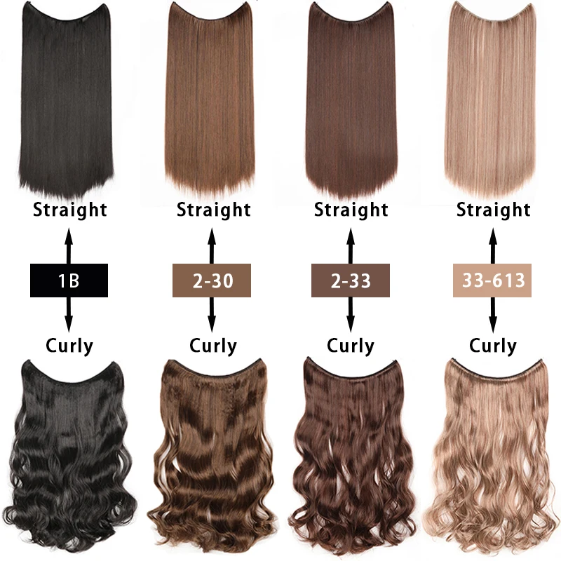 24 &quotженские невидимая проволока для наращивания волос без зажимов Длинные