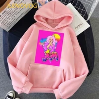 womens clothing jem and the hologram pink hoodie funny sweatshirt long sleeved tracksuit harajuku rock clothes streetwear