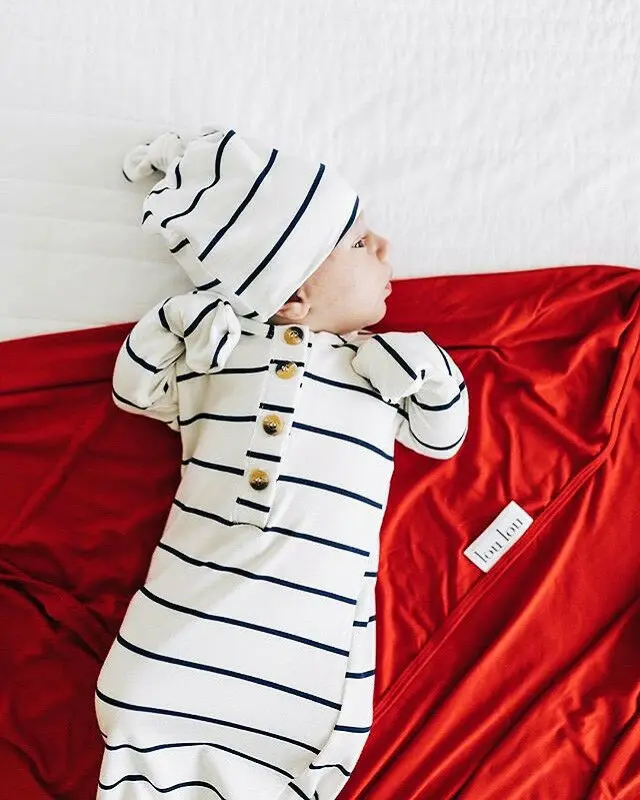 CANIS Новорожденный ребенок 2019 осень длинный рукав полосатая хлопковая кроватка