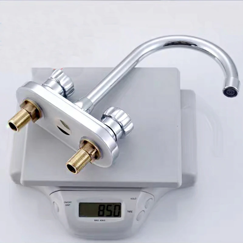 Современный для раковины кран из хромированной латуни с двумя ручками двойное