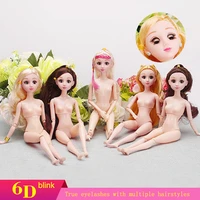 16 bjd 30cm barbies doll 12 movable jointed 4d blink of an eye princess dolls kids toys for girls gift naked doll body