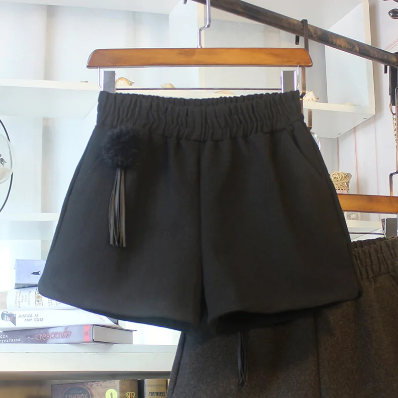 Новые плотные твидовые шорты на осень и зиму женская одежда с эластичным поясом