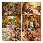 Набор для алмазной живописи LZAIQIZG, женские картины с животными, стразы, алмазная вышивка, распродажа, лев, леопард, мозаичное ремесло