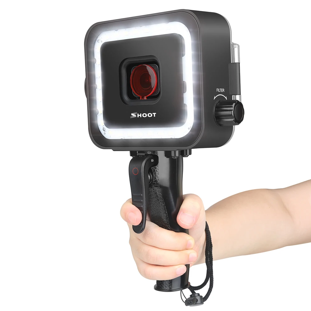 40 м светодиодный светильник для подводного плавания для GoPro Hero 7 6 5 Черный видео вспышка заполняющий светильник s водонепроницаемый чехол красный фильтр триггер