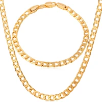 collare twist link chain necklace goldrose goldsilver color wholesale men cuban chain bracelet necklace set men jewelry s189