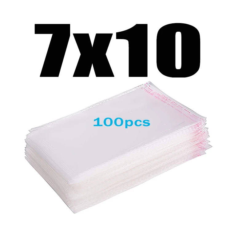 7x10CM 100pcs Прозрачный пластиковый самоклеющийся пакет целлофановые пакеты прозрачная Толстая самозапечатывающаяся маленькая упаковка герметичный полиэтиленовый пакет - Цвет: 7x10CM 100pcs