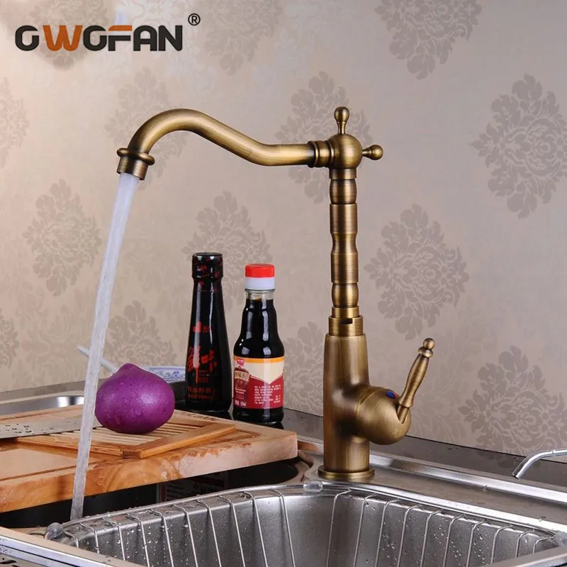 

Kitchen Faucets Antique Bronze Tap High Arch Touch on Taps For Kitchen Deck Mounted Single Lever Vessel Water Crane HJ-6720F