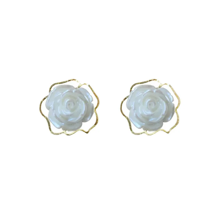 

Silver needle stud earrings female French elegant retro rose earrings flower temperament Korean ins spring and summer jewelry