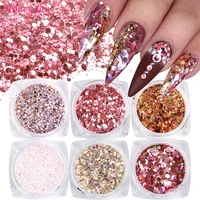 6 boxesset nail art glitter sequins rose gold silver glitter flakes mixed hexagon diy spangles paillette nail art decorations