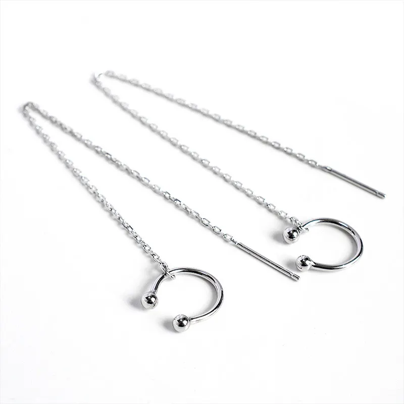 Женские серебряные Длинные серьги-цепочки клипсы для ушей серьги без проколов