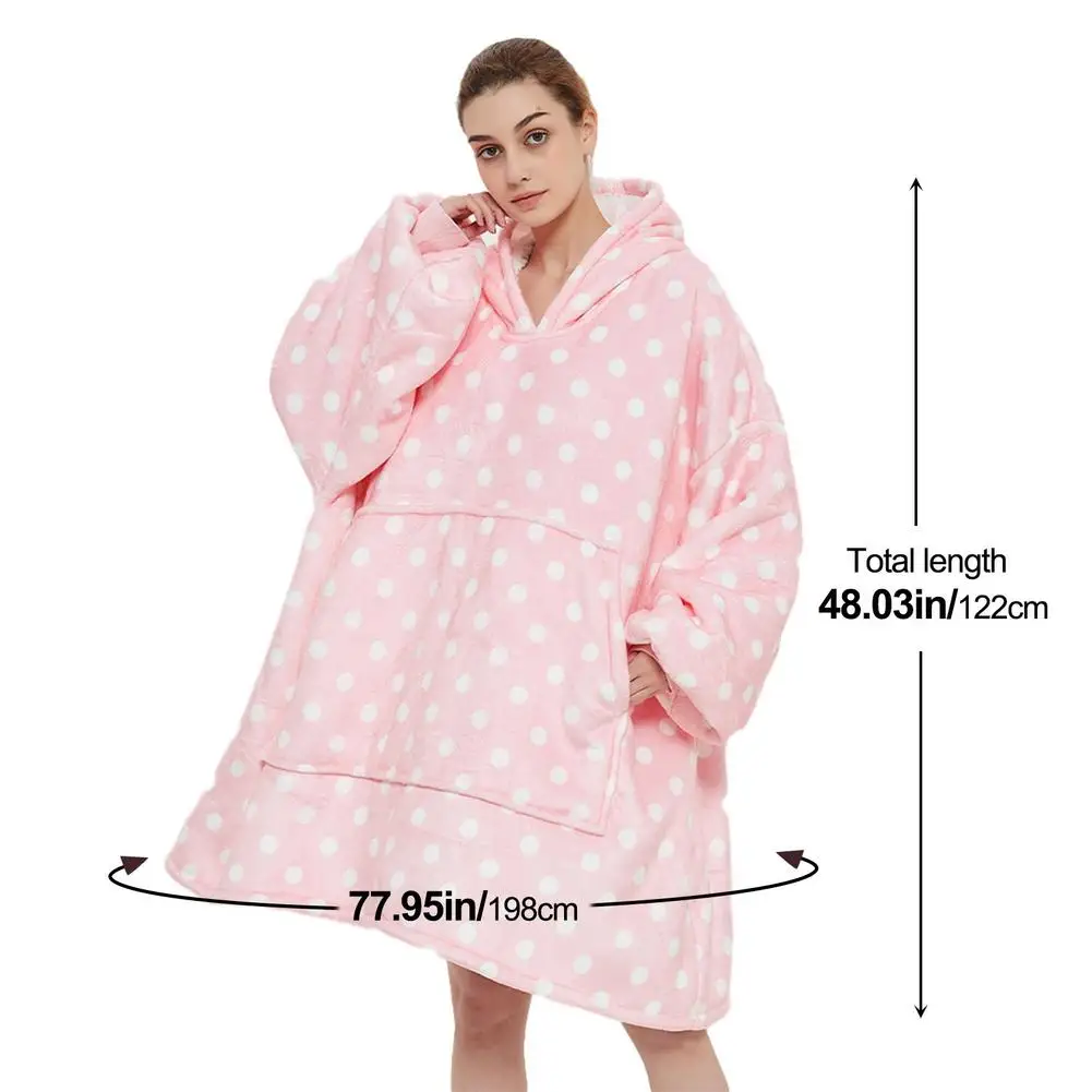 

Oversized Hoodie Sweatshirt Wearable Blankets Hooded Pullover Sweater Casual Warm Pajamas Household Warm Clothes Blankets