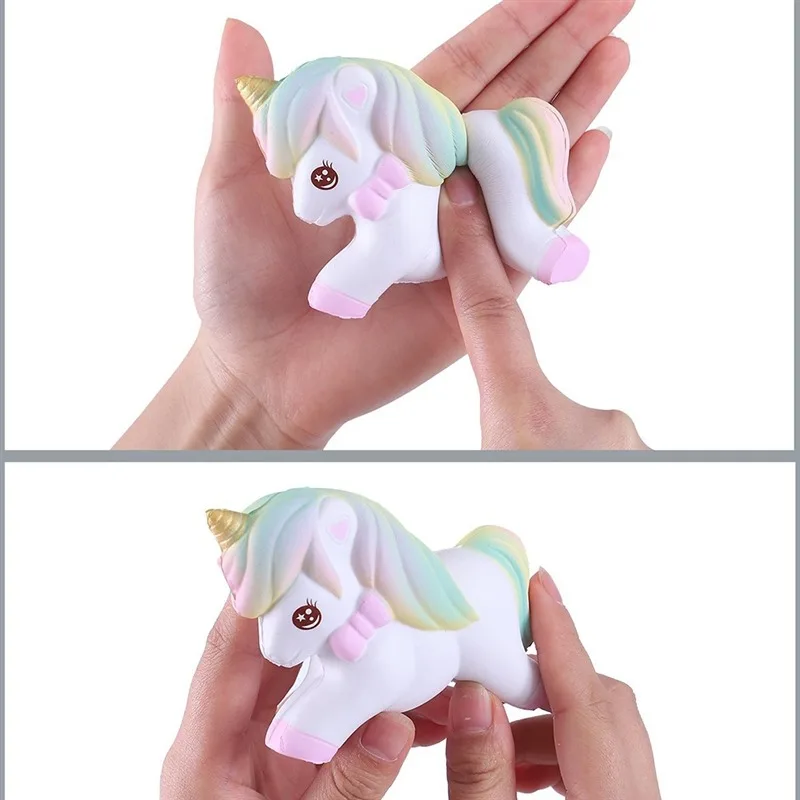 Новое милое кольцо Jumbo Rainbow Unicorn лошадь сжимает медленно поднимающиеся ремни Мягкий сжимающий хлеб с ароматом сливок торт подарок малыш забавная игрушка