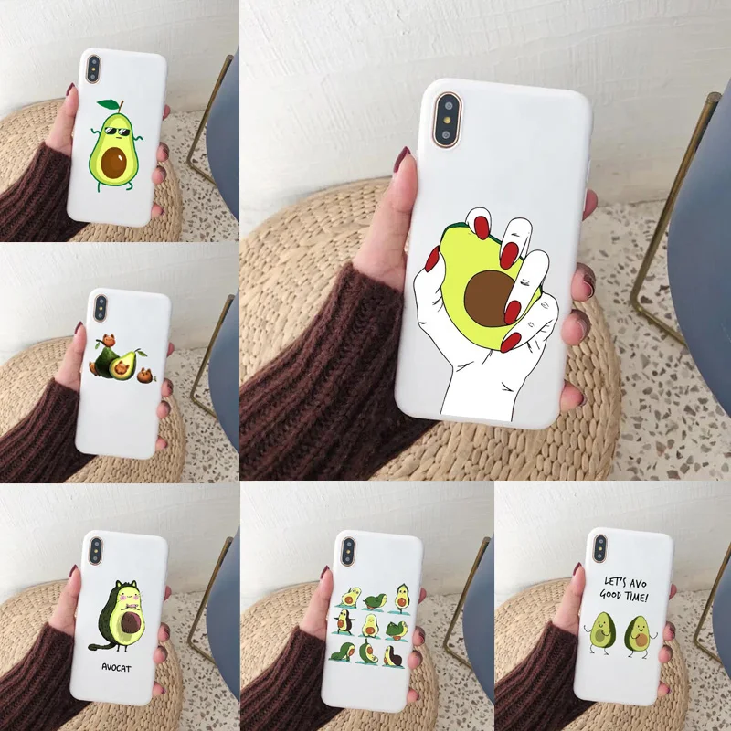 Мультфильм авокадо конфеты белый мягкий силикон чехол для телефона iPhone 11 SE 5 6 6S 7