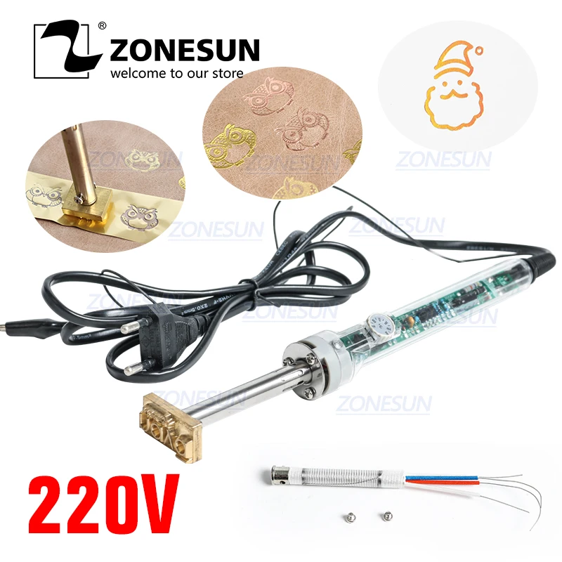 ZONESUN 220 В/60 Вт ручной брендовый аппарат для горячего тиснения и охлаждения кожи, тисненый логотип на заказ, торговая марка со стоимостью доставки