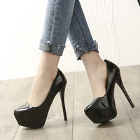 12cm shallow patent leather high stripper heeled pole dance shoes thick platform fish mouth pump party dress fashion sexy fetish