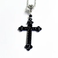 large detailed cross black necklace tone creativity pendant goth punk jewellery fashion rock statement women gift