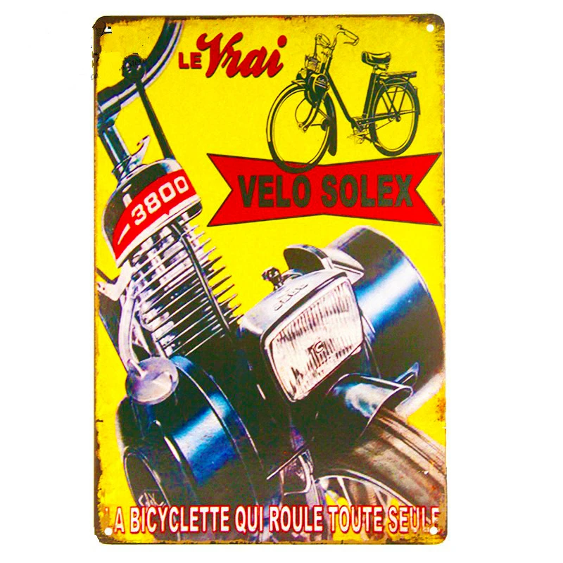 Пользовательские винтажные оловянные знаки Velo Solex металлические настенные художественные Ретро оловянные таблички настенные украшения для кафе бар магазин Размер: 20*30 см