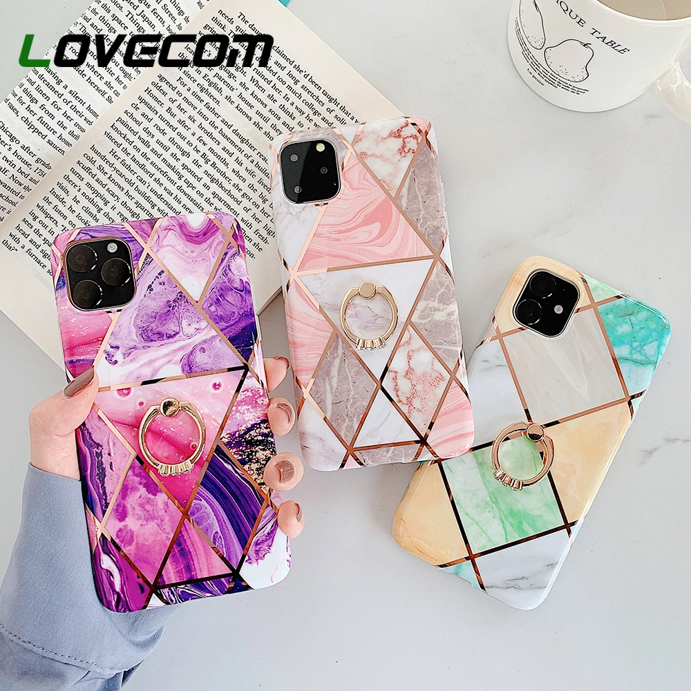 Чехол для телефона LACK для iPhone 11 11Pro Max XR X XS Max 6 6S 7 8Plus Роскошный Мраморный чехол с кольцом-подставкой