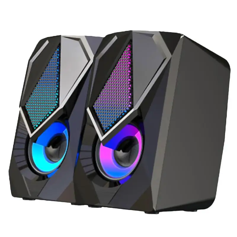 

2 PCS LED Speaker 2-channel Mini Laptop Desktop Computer External Speaker