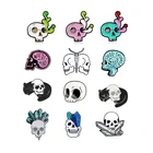 Череп эмалированная Брошь Скелет отворот булавка Хэллоуин ужасающий череп орнамент булавки одежда, шляпы, сумки панк значок друг подарки