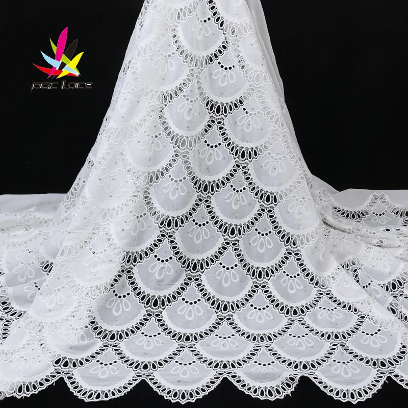 Африканская сухая шифоновая кружевная ткань вышивка из хлопка Asoebi Cording вырез