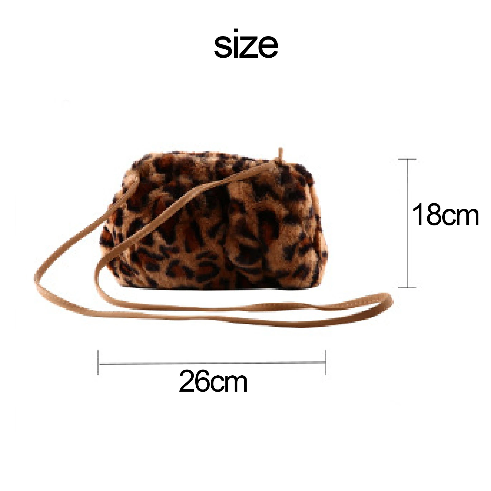 

Women Fashion Plush Leopard Print Banquet Party Shoulder Bag Dumpling Handbag