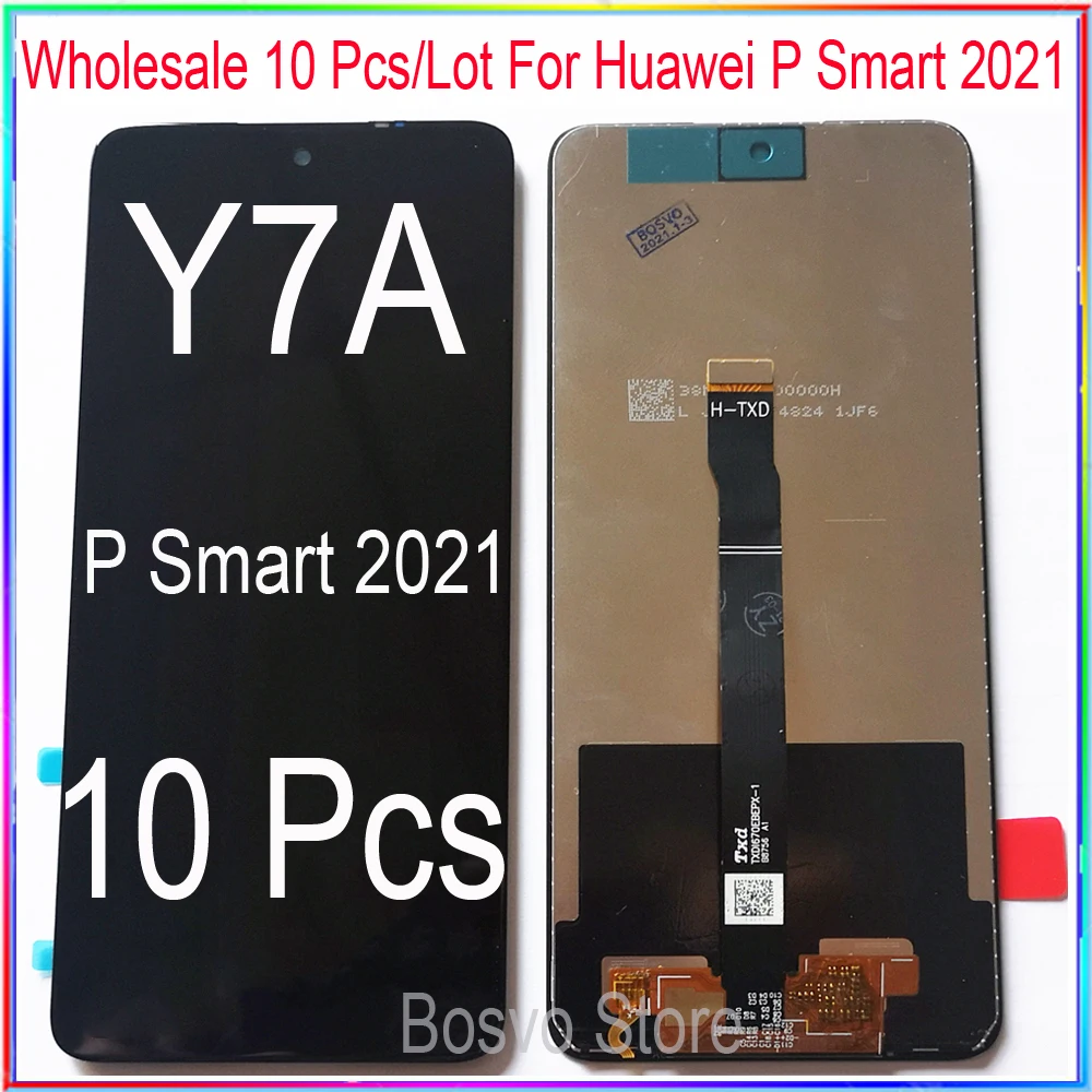 Pantalla LCD t&aacute;ctil para Huawei P Smart 2021, montaje de Marco Y7A, venta al por mayor, 10 unids/lote-0